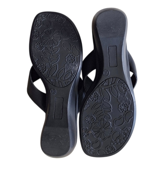 Natural Reflections Black Wedge Sandals Vegan 9 Boho Festival - Picture 7 of 8